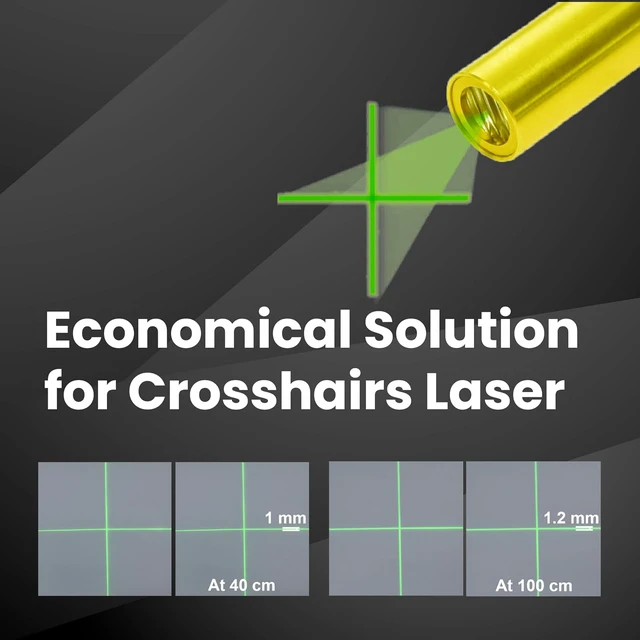Alt view image 2 of 7 - Economical Green Crosshair Laser Module, 520nm, Class 1 Eye-Safe, VLM-520-29 LPT - with Driver, D9 x L26 mm, 7~10 VDC Operation Voltage, for 0~1 Meter Working Distance, Laser Head, Made in Taiwan