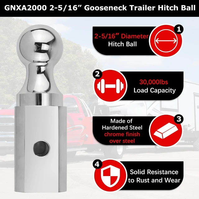Alt view image 6 of 7 - Gooseneck Ball Hitch GNXA2000 2-5/16" Replacement Compatible with B-W Trailer Hitches Part Number GNXA2000 Gooseneck Tow Hitch Ball,Trailer Hitches GNXA2000-30,100lbs Load Capacity