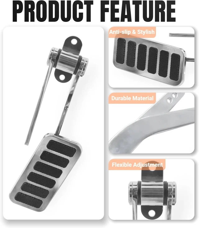 Alt view image 3 of 7 - Polished Aluminum Throttle Gas Pedal Fit for Chevy Ford Mopar