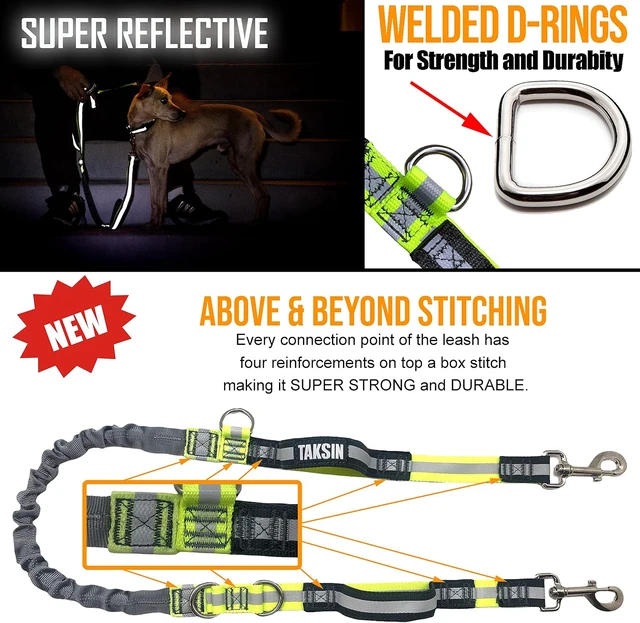 Alt view image 3 of 6 - The Ultimate Hands Free Dog Leash System for Walking Running Hiking Training, Reflective Bungee Leash, Treat Holder, Poop Bag Dispenser for Small Medium Large Dogs (Grey Deluxe Pack)
