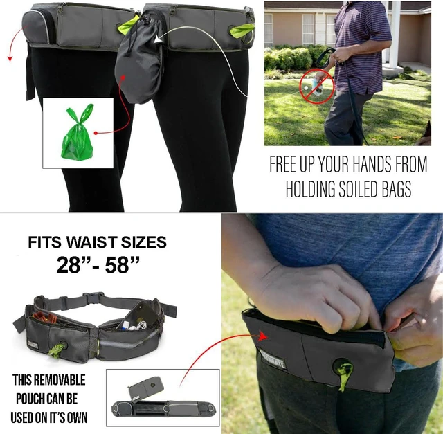 Alt view image 4 of 6 - The Ultimate Hands Free Dog Leash System for Walking Running Hiking Training, Reflective Bungee Leash, Treat Holder, Poop Bag Dispenser for Small Medium Large Dogs (Grey Deluxe Pack)