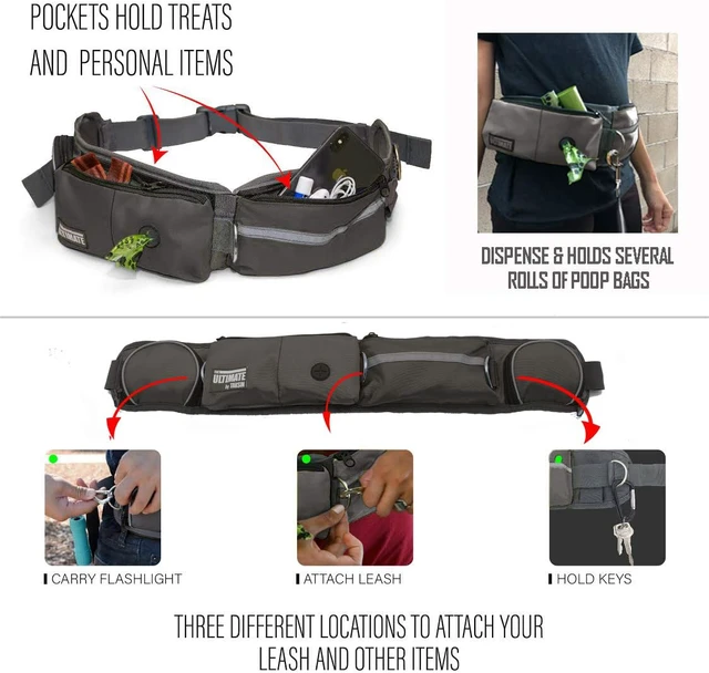 Alt view image 6 of 6 - The Ultimate Hands Free Dog Leash System for Walking Running Hiking Training, Reflective Bungee Leash, Treat Holder, Poop Bag Dispenser for Small Medium Large Dogs (Grey Deluxe Pack)