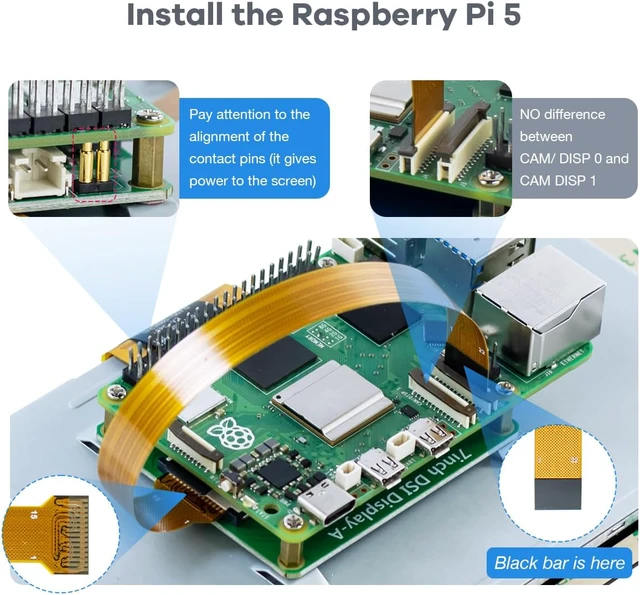 Alt view image 4 of 7 - 7 Inch Touchscreen IPS DSI Display Compatible with Raspberry Pi 5, 800x480 Capacitive Screen MIPI DSI Driver-Free Interface