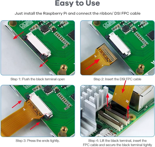 Alt view image 5 of 7 - 7 Inch Touchscreen IPS DSI Display Compatible with Raspberry Pi 5, 800x480 Capacitive Screen MIPI DSI Driver-Free Interface