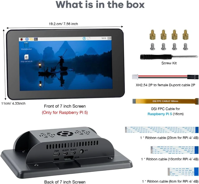 Alt view image 7 of 7 - 7 Inch Touchscreen IPS DSI Display Compatible with Raspberry Pi 5, 800x480 Capacitive Screen MIPI DSI Driver-Free Interface
