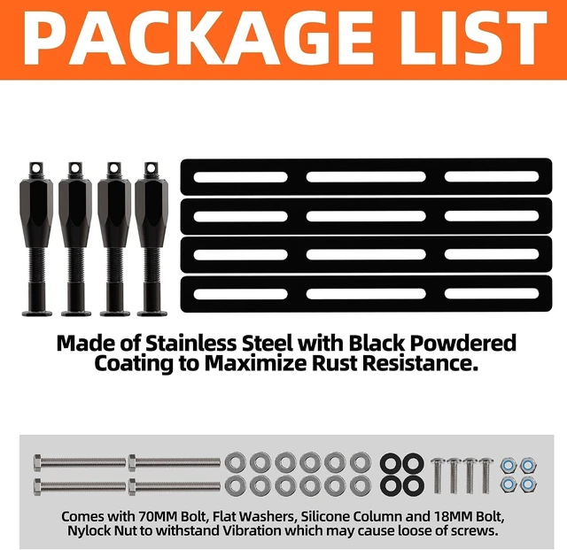 Alt view image 5 of 6 - Recovery Board Mount Kit, Universal Bracket for Traction Tracks, Adjustable DIY Lockable Pin Set for Roof Rack, Crossbar & Cargo Basket
