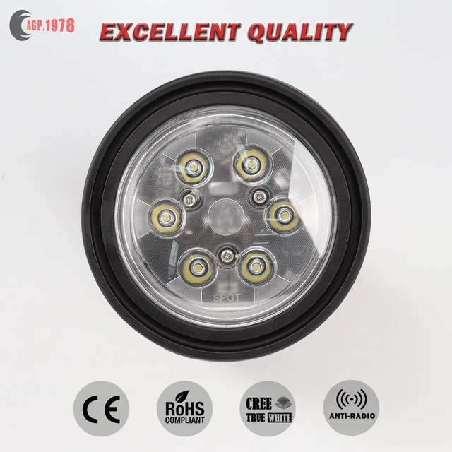 Alt view image 2 of 6 - Par 36 LED Tractor Work Light Replace OEM: 267185, 70267185 Compatible with John Deere 1020, 1520, 1530, 2010, 2020 with Rubber Housing (Spot Beam / 18W)