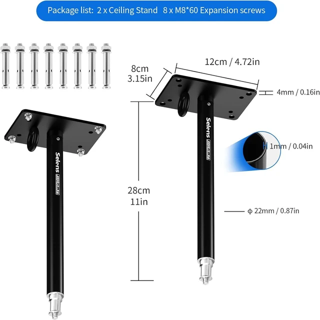 Alt view image 6 of 6 - 2 Pcs Camera Ceiling Mount, 11" Wall Mount Bracket with 1/4" Adapter