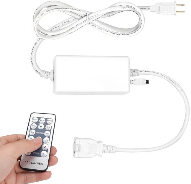 Main image of Universal Dimmer for Neon Strip Lights, 500 Watt Plug-in Dimmer with Remote Control & 5FT Length Cable, UL Listed, 66FT Control Distance(2 Prong Plug)