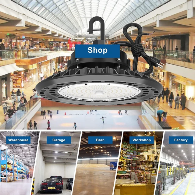 Alt view image 7 of 7 - LED High Bay Lights Super Bright 150W 22500LM Dimmable AC100-277V 5000K DLC/ETL Listed 6ft with US Plug