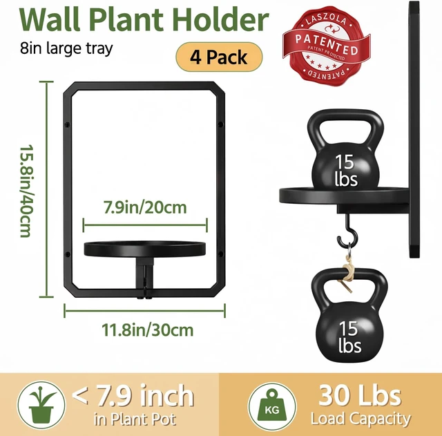 Alt view image 2 of 7 - Plant Picture Frame Holder Shelf Wall Window Indoor, 4 Pcs Black