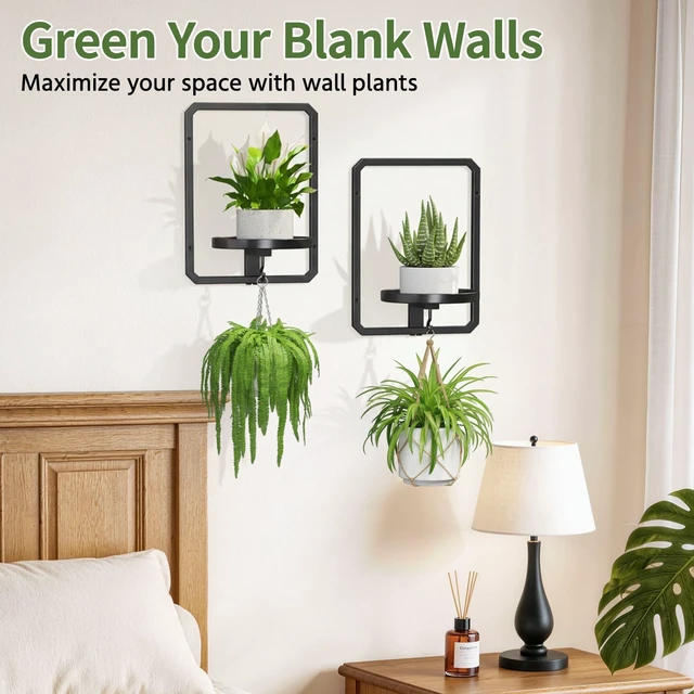 Alt view image 3 of 7 - Plant Picture Frame Holder Shelf Wall Window Indoor, 4 Pcs Black