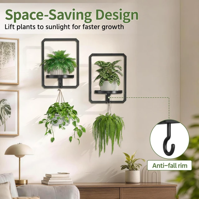 Alt view image 7 of 7 - Plant Picture Frame Holder Shelf Wall Window Indoor, 4 Pcs Black