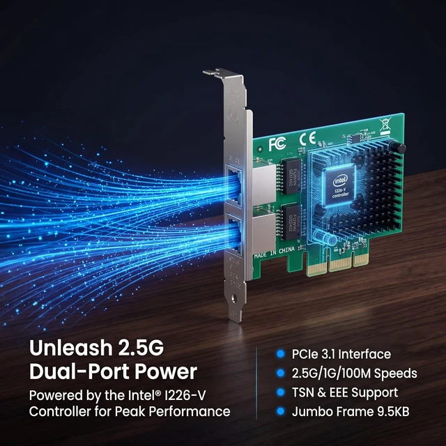 Alt view image 2 of 7 - Dual PCIe 3.1 2.5GBase-T Network Adapter with I225-V / I226-V 2500/1000/100Mbps PCI Express Gigabit Ethernet NIC Card RJ45 LAN Controller for Windows 10/11 with Low Profile Bracket