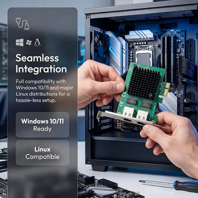 Alt view image 4 of 7 - Dual PCIe 3.1 2.5GBase-T Network Adapter with I225-V / I226-V 2500/1000/100Mbps PCI Express Gigabit Ethernet NIC Card RJ45 LAN Controller for Windows 10/11 with Low Profile Bracket