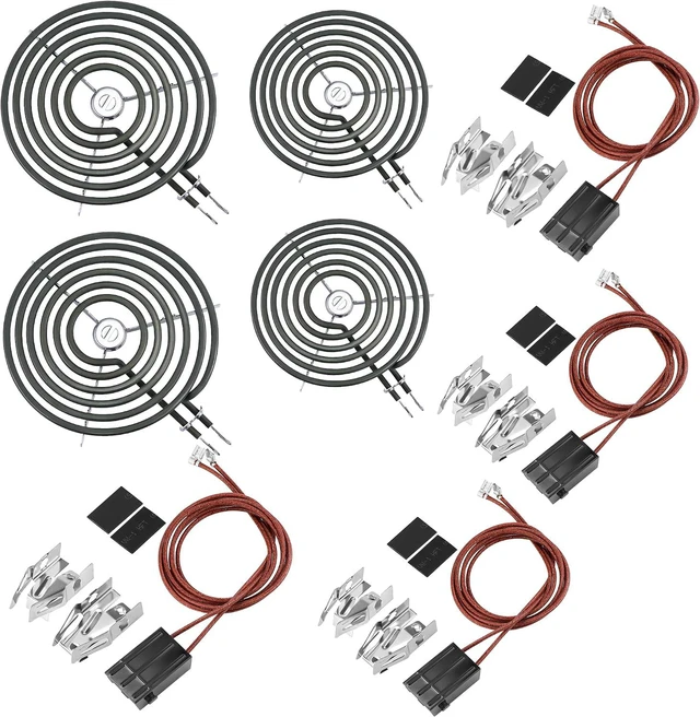 Main image of WB17T10006 Terminal Block Kit&Electric Stove Burner Element Replacement 2*WB30M1(6") 2*WB30M2(8")-4Packs Set Compatible for GE HotPoint Kenmore Range/Stove by