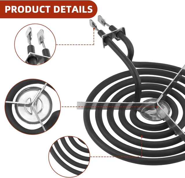 Alt view image 5 of 7 - WB17T10006 Terminal Block Kit&Electric Stove Burner Element Replacement 2*WB30M1(6") 2*WB30M2(8")-4Packs Set Compatible for GE HotPoint Kenmore Range/Stove by