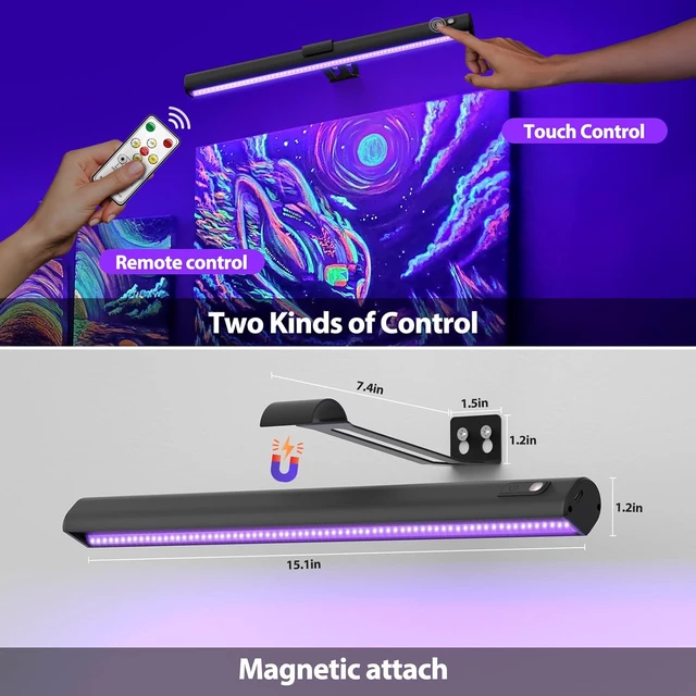 Alt view image 4 of 7 - Black Light for Blacklight Tapestry, Poster Light, 2 Pack
