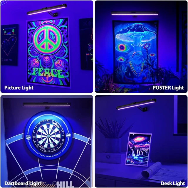 Alt view image 7 of 7 - Black Light for Blacklight Tapestry, Poster Light, 2 Pack