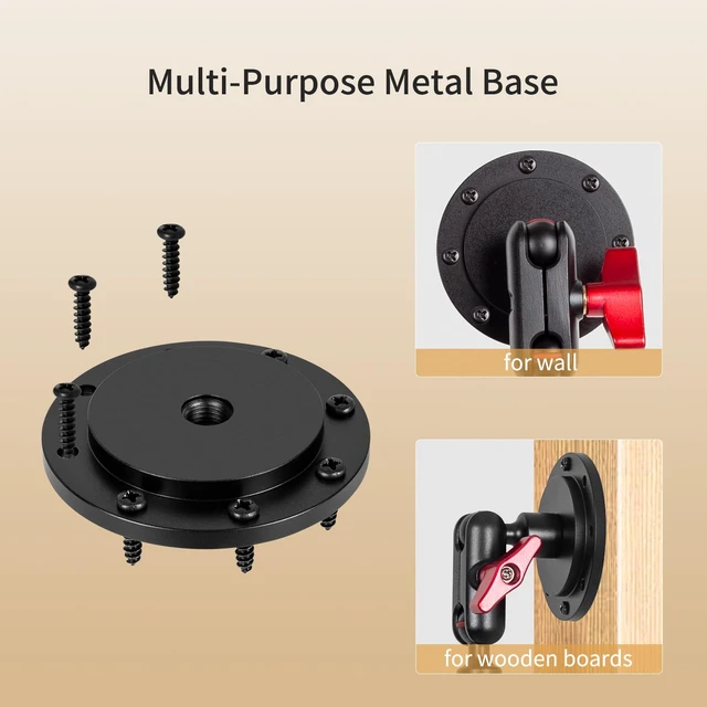 Alt view image 7 of 7 - Wall Mounted Phone Holder Magic Arm 360° Rotation Adjustable Metal Base Screw in Wall Sturdy for Kitchen Bedroom Home 32 Inch Metal Phone Clip