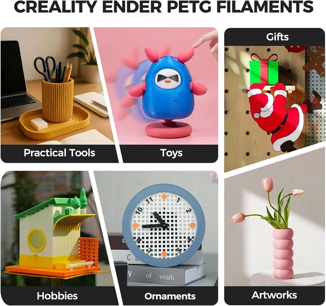 Alt view image 7 of 7 - PETG 3D Printer Filament 1.75mm 4KG, Black+White+Grey+Transparent