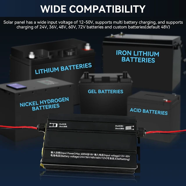 Alt view image 3 of 7 - 600W MPPT Boost Solar Charge Controller, LCD Solar Charging Regulator