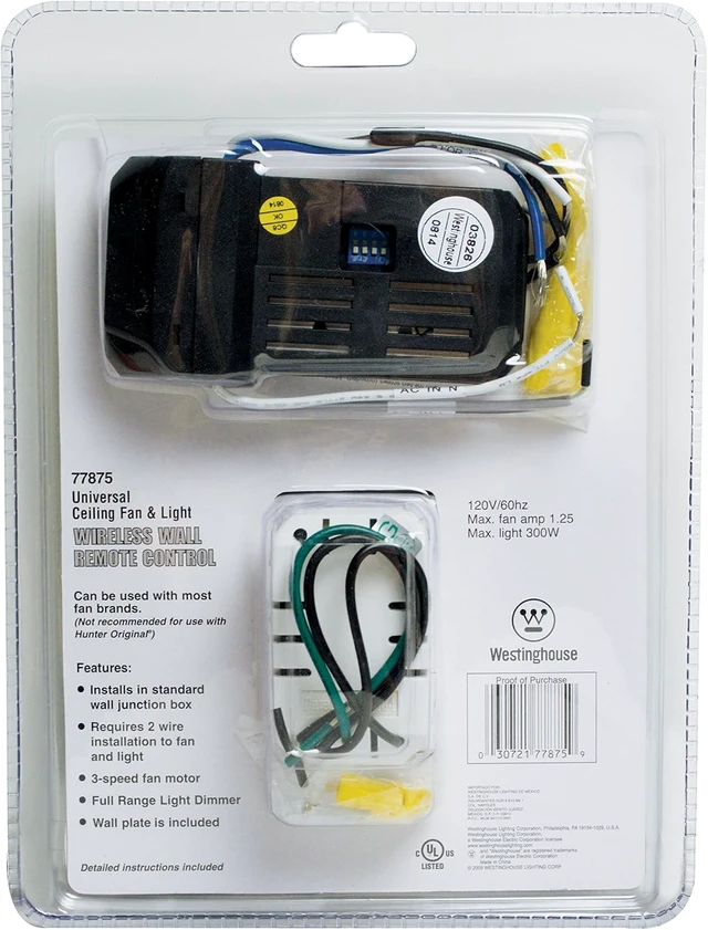 Alt view image 3 of 3 - 7787500 Wireless Ceiling Fan and Light Wall Control