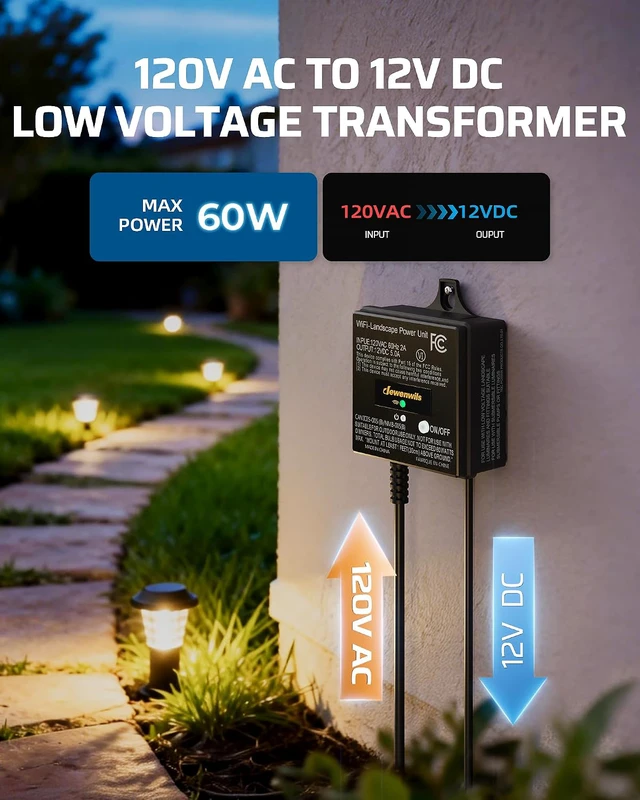 Alt view image 3 of 7 - 60W WiFi Low Voltage Transformer, 120V AC to 12V DC