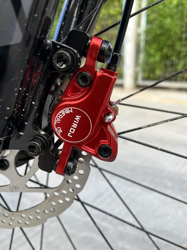 Alt view image 4 of 6 - Mountain Bike Hydraulic Disc Brake Set, Front & Rear Disc Brake Kit Fit Bicycle MTB XC Trail, e-Bike, Fat Bike, Upgrade kit for Mechanical Disc Brake (Red - Left Front & Right Back)