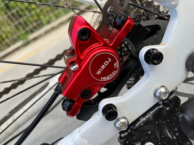Alt view image 5 of 6 - Mountain Bike Hydraulic Disc Brake Set, Front & Rear Disc Brake Kit Fit Bicycle MTB XC Trail, e-Bike, Fat Bike, Upgrade kit for Mechanical Disc Brake (Red - Left Front & Right Back)