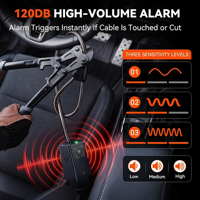 Alt view image 2 of 7 - Upgrade Car Steering Wheel Lock with Remote, Keyless Anti-Theft Car Device