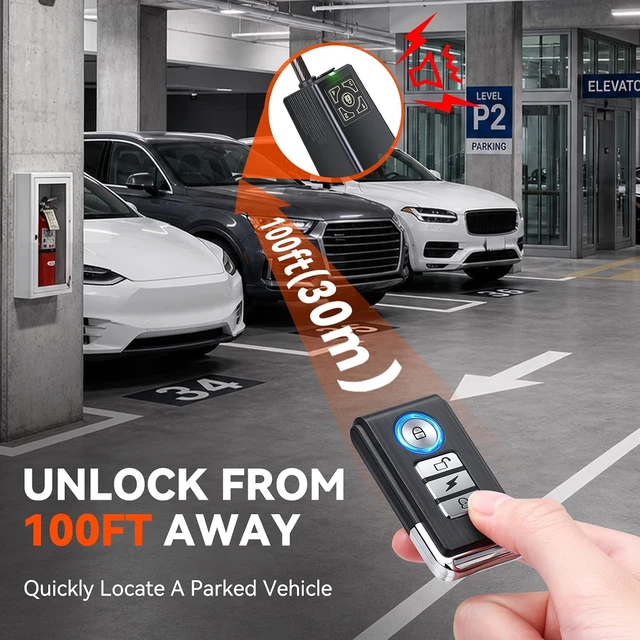 Alt view image 3 of 7 - Upgrade Car Steering Wheel Lock with Remote, Keyless Anti-Theft Car Device