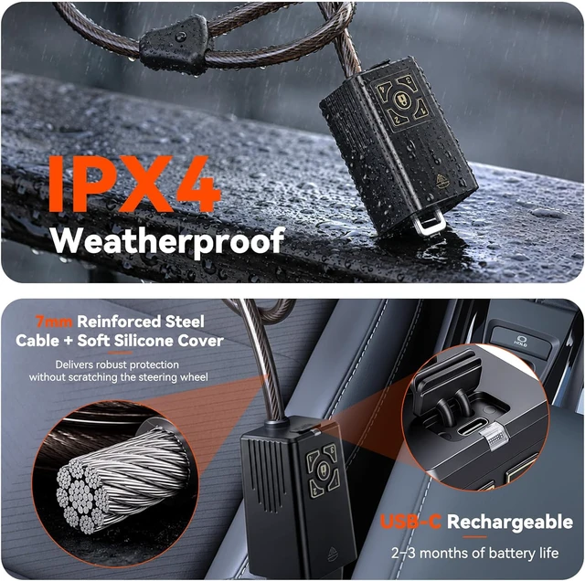 Alt view image 4 of 7 - Upgrade Car Steering Wheel Lock with Remote, Keyless Anti-Theft Car Device