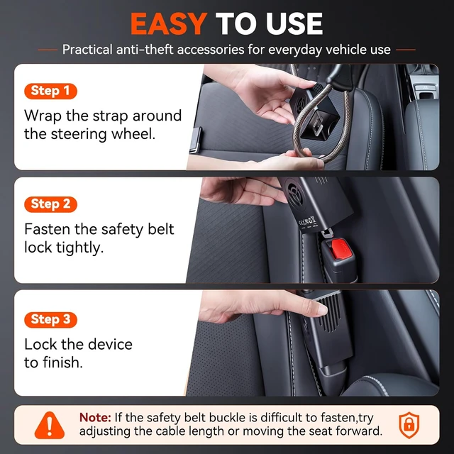 Alt view image 5 of 7 - Upgrade Car Steering Wheel Lock with Remote, Keyless Anti-Theft Car Device