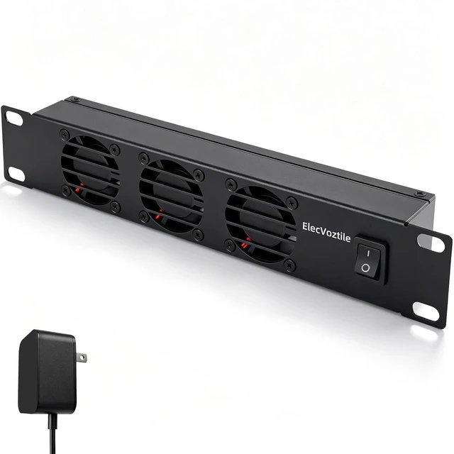 Main image of 10 inch 1U Rack Mount Fan Panel with Switch, Metal Case