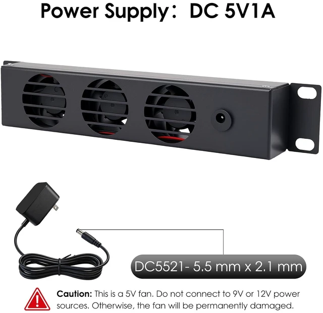 Alt view image 3 of 5 - 10 inch 1U Rack Mount Fan Panel with Switch, Metal Case