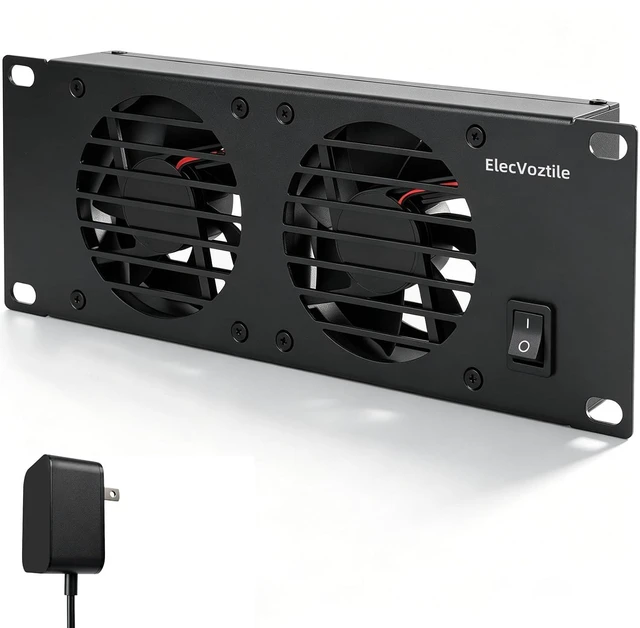 Main image of 10 inch 2U Rack Mount Fan Panel with Switch, Metal Case