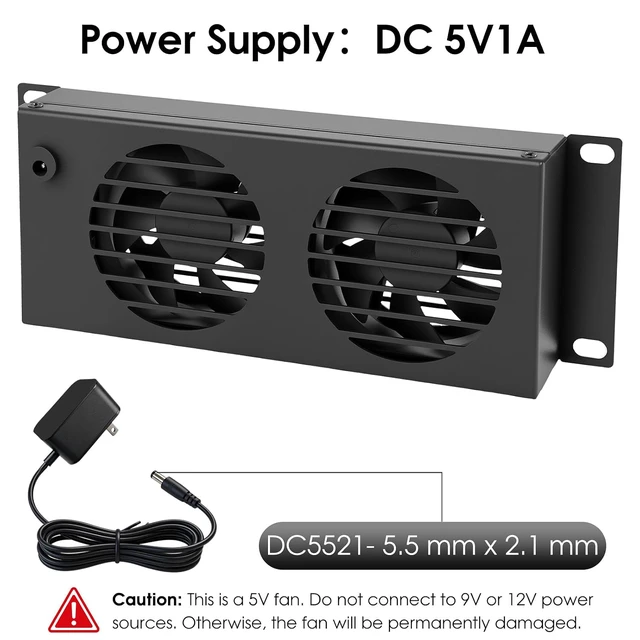 Alt view image 3 of 5 - 10 inch 2U Rack Mount Fan Panel with Switch, Metal Case