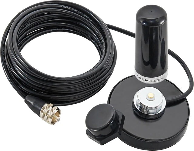 Main image of 3.5 Inch NMO Dual Band VHF UHF Antenna with Magnetic Antenna Base PL-259 RG58 Coaxial Cable NMO Mount Cap for CB Ham Radio Marine Two Way Radio