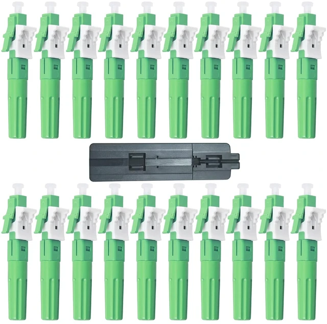 Main image of -20 Pack LCAPC Singlemode Fiber Optic Quick Assembly Connector Fast Mechanical Connection Adapter for 0.9/2.0/3.0/2.0 * 1.6/2.0 * 3.0mm Fiber Cable(Green)