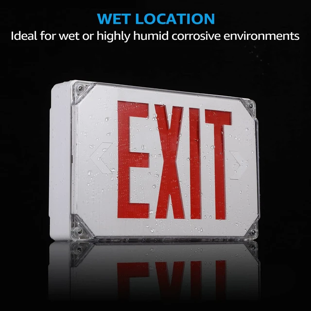 Alt view image 2 of 7 - Wet Location LED Exit Sign with Battery Backup White