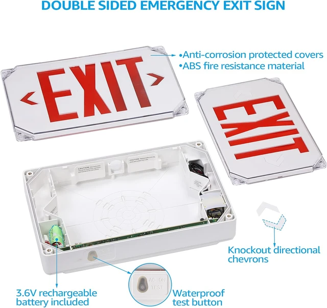 Alt view image 3 of 7 - Wet Location LED Exit Sign with Battery Backup White