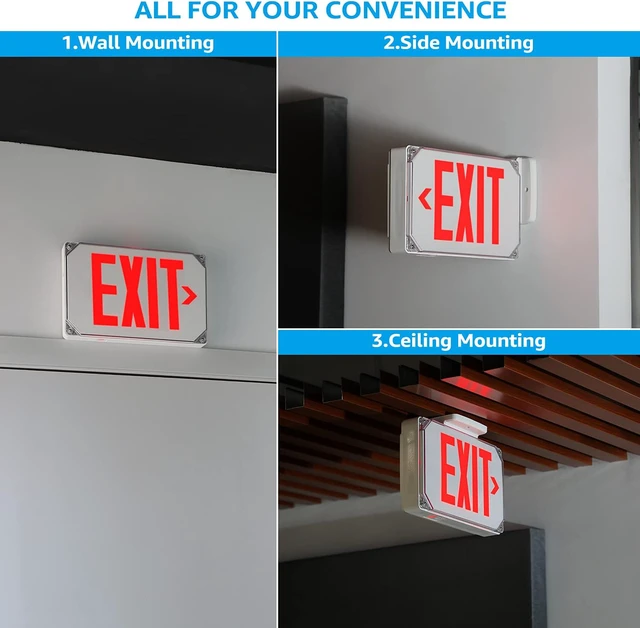 Alt view image 5 of 7 - Wet Location LED Exit Sign with Battery Backup White