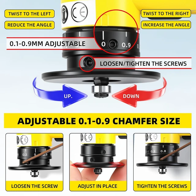 Alt view image 2 of 7 - Pneumatic Chamfering Tool - High-Speed Air Chamfer Tool with 6 C Blades, 6 R Blades & 6 Bearings, Mini Grinder Tool for Metal Deburring, Wood & Acrylic Edge Shaping