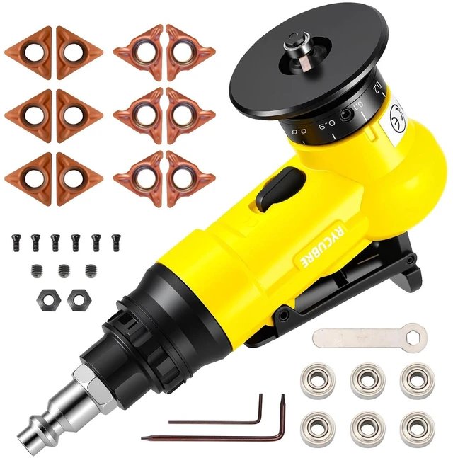 Main image of Pneumatic Chamfering Tool - High-Speed Air Chamfer Tool with 6 C Blades, 6 R Blades & 6 Bearings, Mini Grinder Tool for Metal Deburring, Wood & Acrylic Edge Shaping