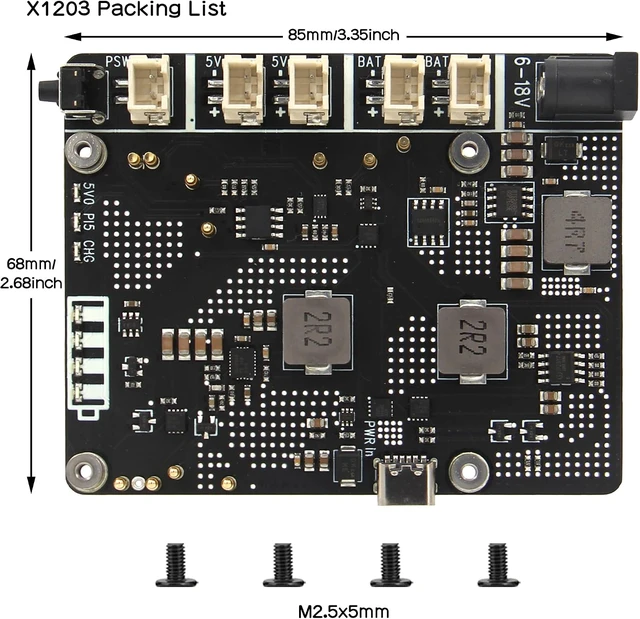 Alt view image 5 of 7 - X1203 5V UPS Expansion Board for Raspberry Pi 5, Wide 6-18V Input