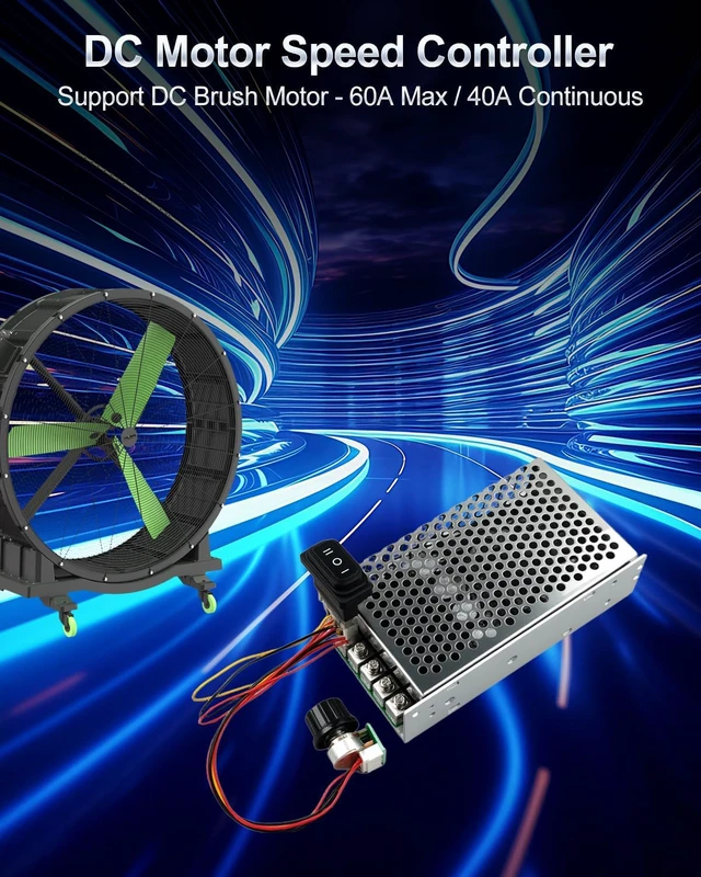 Alt view image 4 of 7 - DC Motor Speed Controller 10-55V 60A PWM with Forward-Brake-Reverse Switch