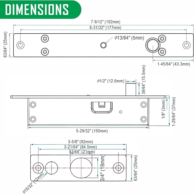 Alt view image 6 of 7 - Electric Drop Bolt Door Lock with LED Indicator, Fail-Secure DC12V