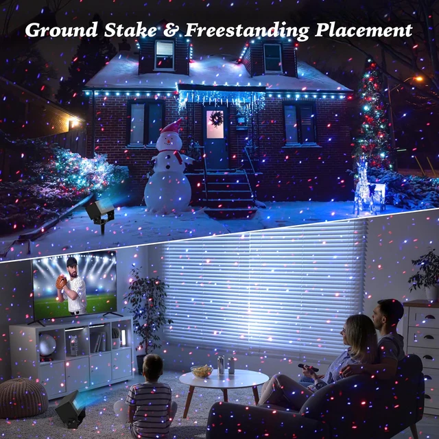 Alt view image 5 of 7 - Outdoor Laser Lights Projector, RGB Color Firefly Lights Projection Light, Christmas Star Projector with Remote Control, Holiday Halloween Decor for Home, Garden, Trees, RGB 3 Color Motion