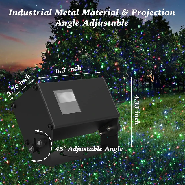 Alt view image 6 of 7 - Outdoor Laser Lights Projector, RGB Color Firefly Lights Projection Light, Christmas Star Projector with Remote Control, Holiday Halloween Decor for Home, Garden, Trees, RGB 3 Color Motion